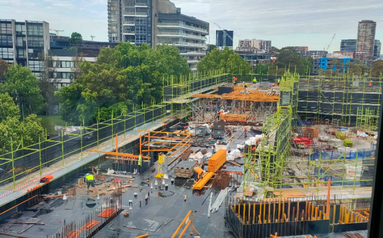 Construction site outside Kanae's window in Boronia flats